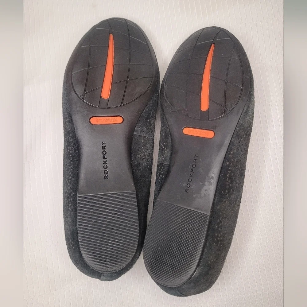 Rockport Total Motion Perf Ballet Leather Upper Black Flats sz 5